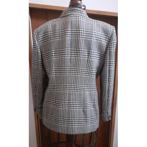 2 - Gucci-A 1980's ladies black, cream and brown woollen houndstooth jacket, having padded shoulders, 2 ... 