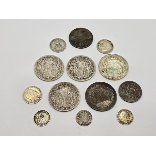 104 - British Silver Coinage - a collection of Edward VII/George V pre 1920 Halfcrowns, Florins, Shilling,... 