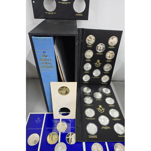 63 - History of Man in Flight - A set of 50 silver medals by Pinches for the Royal Air Force Museum, hous... 