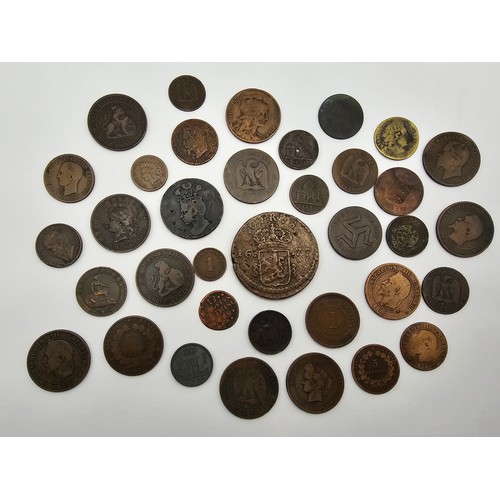 95 - 17th Century and later European Copper Coinage to include, 1677 Sweden Charles XI 1 Ore Silvermynt, ... 