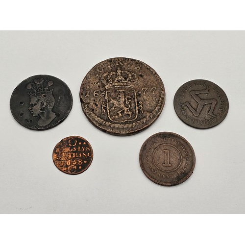 95 - 17th Century and later European Copper Coinage to include, 1677 Sweden Charles XI 1 Ore Silvermynt, ... 