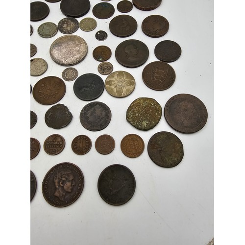 96 - A collection of 18th Century and later coinage from around the world to include, USA 1887 'Morgan' D... 