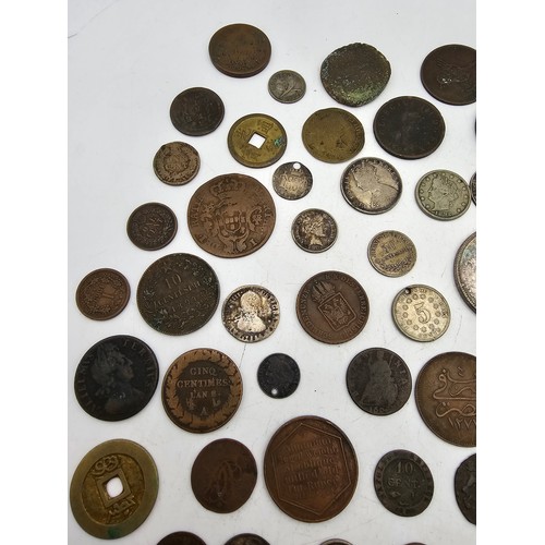 96 - A collection of 18th Century and later coinage from around the world to include, USA 1887 'Morgan' D... 