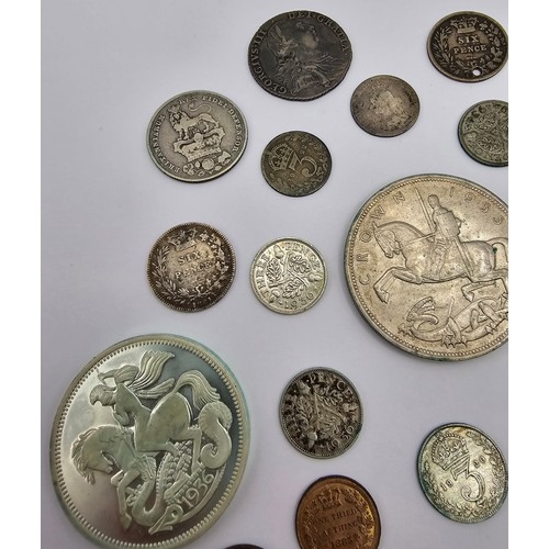 80 - Mixed British Coins to include, George III 1787 Shilling, George IV 1826 Shilling, William IV 1836 H... 