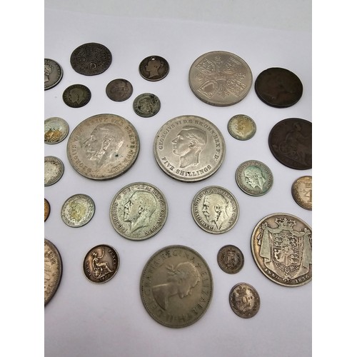 80 - Mixed British Coins to include, George III 1787 Shilling, George IV 1826 Shilling, William IV 1836 H... 