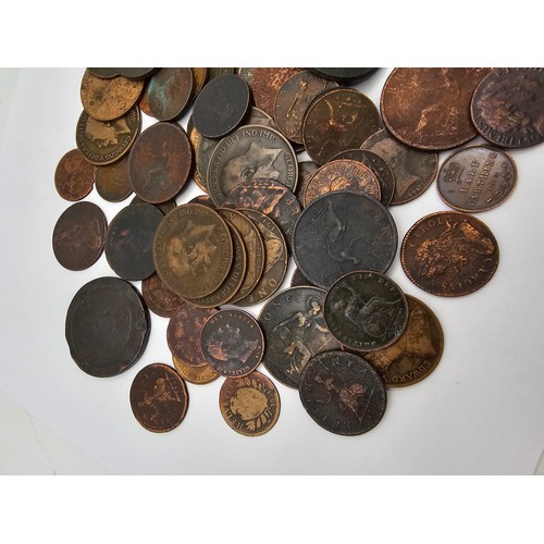 69 - A collection of English/Irish/British Copper coinage to include Charles II, William and Mary, Willia... 