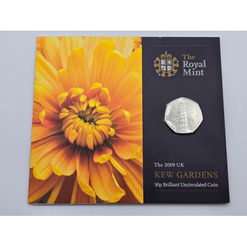 United Kingdom- Elizabeth II (1952-2022), 2009 Kew Gardens 50p, housed in Royal Mint presentation card,