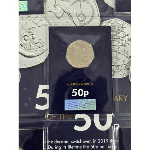 60 - 2019 50th Anniversary of the 50p Commemorative 5 coin set to include, 2019 Kew Gardens example, Roge... 