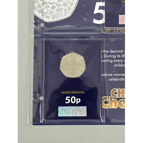 60 - 2019 50th Anniversary of the 50p Commemorative 5 coin set to include, 2019 Kew Gardens example, Roge... 