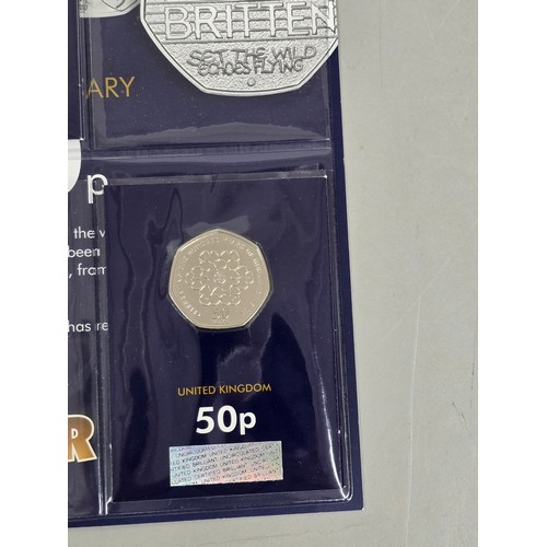 60 - 2019 50th Anniversary of the 50p Commemorative 5 coin set to include, 2019 Kew Gardens example, Roge... 