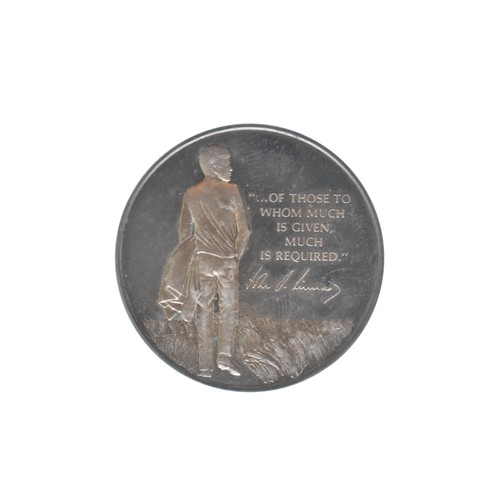 64 - USA - John F Kennedy Silver Medal featuring the Kennedy quoting Luke 12:48 from the bible when Presi... 