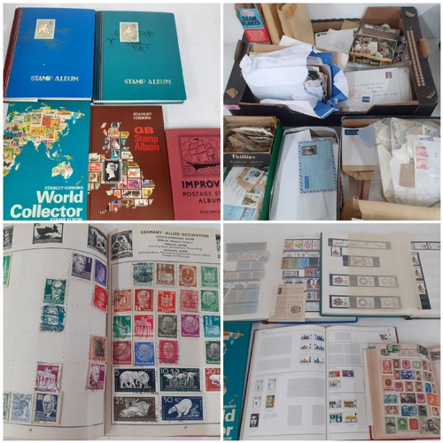 492 - A vintage collection of stamps in stock books, on franked envelopes, loose and in albums to include ... 