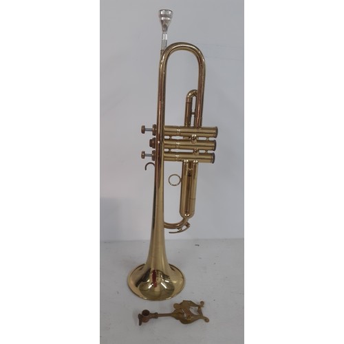 497 - A Boosey & Hawkes LaFleur gold tone trumpet, serial no:077587 with fitted case and accessories toget... 