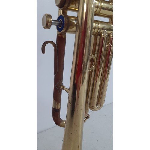 497 - A Boosey & Hawkes LaFleur gold tone trumpet, serial no:077587 with fitted case and accessories toget... 