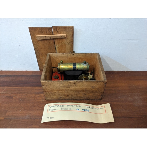 472 - A vintage Bouman Horizontal steam engine circa 1935, in a wooden box
Location: A3B
If there is no co... 