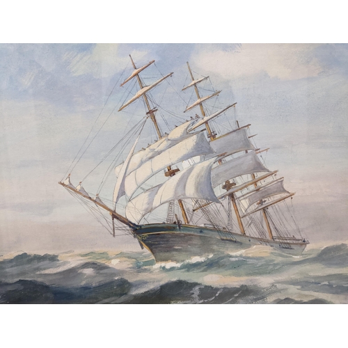 475 - A view of a ship in full sail, watercolour signed indistinctly, framed and glazed Location: G
If the... 