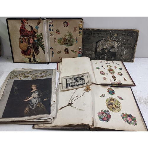 507 - A mixed lot to include three scrap albums, Baillieres Atlas of the Dog, ephemera to include Pears an... 