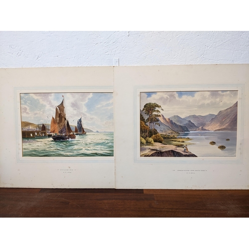 480 - A D Bell - 'A Silver Sea' and Derwentwater from Castle Head watercolours, signed and dated 1953, 25c... 