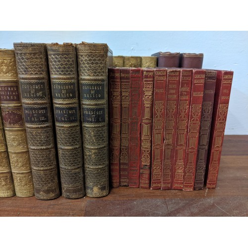 487 - Various leather bound books to include 