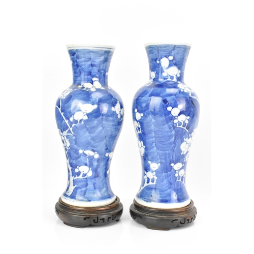 185 - Two Chinese late Qing dynasty blue and white vases, late 19th/early 20th century, each of baluster f... 