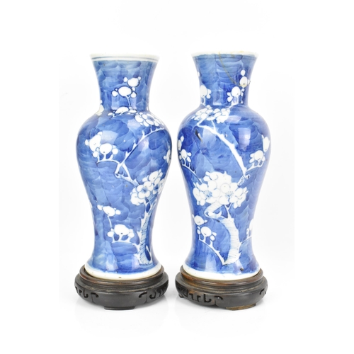 185 - Two Chinese late Qing dynasty blue and white vases, late 19th/early 20th century, each of baluster f... 