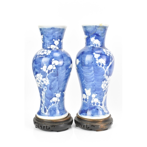 185 - Two Chinese late Qing dynasty blue and white vases, late 19th/early 20th century, each of baluster f... 