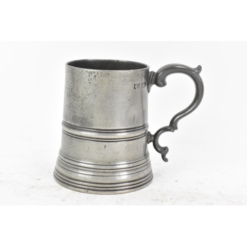 187 - A collection of late 18th/early 19th century pewter to include three tankards, one by Townsend & Com... 