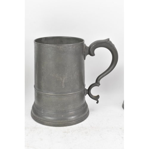 187 - A collection of late 18th/early 19th century pewter to include three tankards, one by Townsend & Com... 