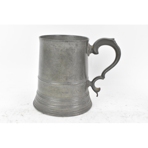 187 - A collection of late 18th/early 19th century pewter to include three tankards, one by Townsend & Com... 