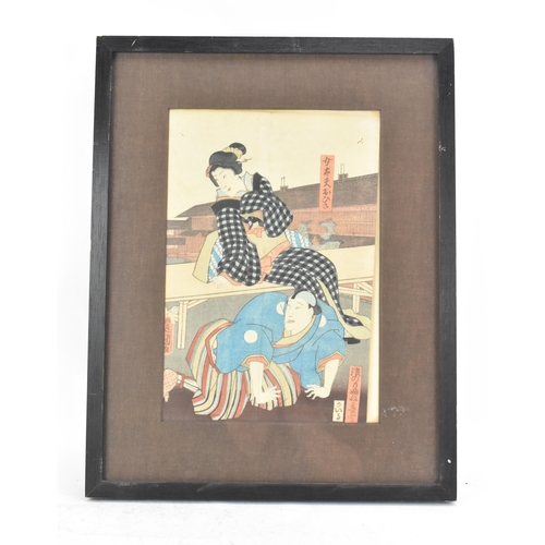 198 - A Japanese Meiji period woodblock print after Utagawa Kunisada 'Toyokuni III' (1786-1865), part of a... 