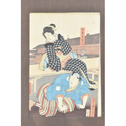 198 - A Japanese Meiji period woodblock print after Utagawa Kunisada 'Toyokuni III' (1786-1865), part of a... 