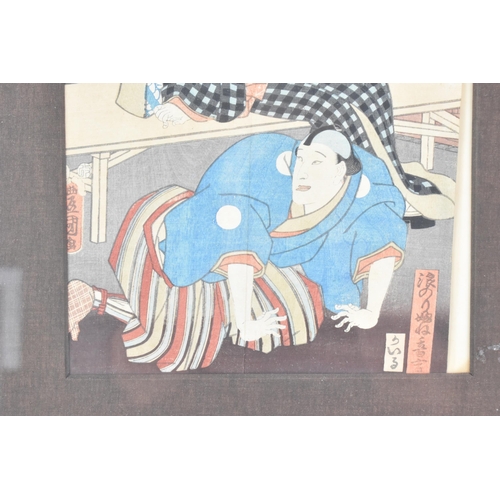 198 - A Japanese Meiji period woodblock print after Utagawa Kunisada 'Toyokuni III' (1786-1865), part of a... 