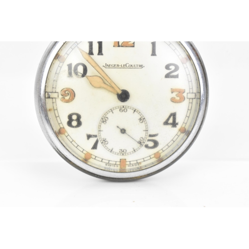 2 - A Jaeger LeCoultre Second World War (WWII) military issue open face pocket watch, the dial having Ar... 