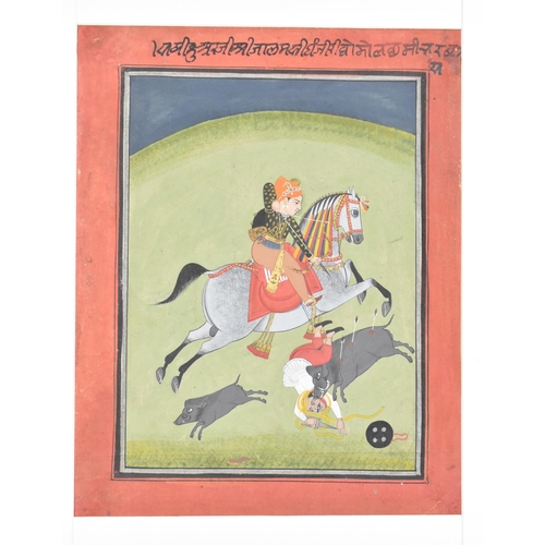 200 - A late 19th/early 20th century Indian equestrian watercolour on paper depicting a ruler on horseback... 