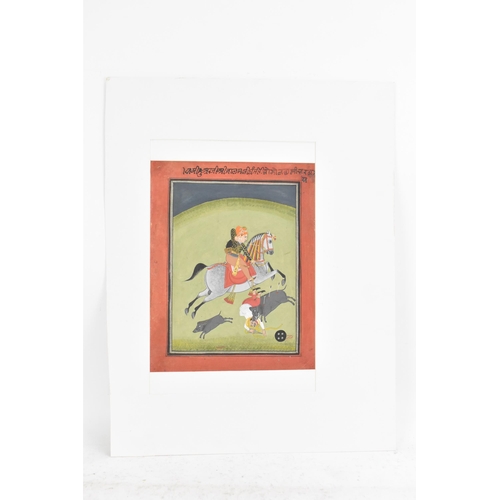 200 - A late 19th/early 20th century Indian equestrian watercolour on paper depicting a ruler on horseback... 