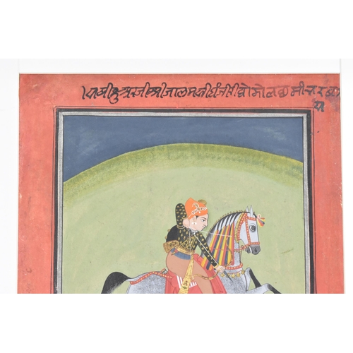 200 - A late 19th/early 20th century Indian equestrian watercolour on paper depicting a ruler on horseback... 