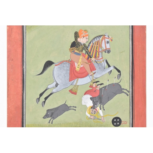 200 - A late 19th/early 20th century Indian equestrian watercolour on paper depicting a ruler on horseback... 