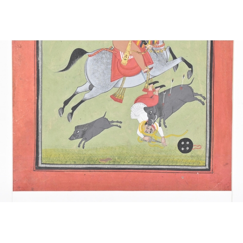 200 - A late 19th/early 20th century Indian equestrian watercolour on paper depicting a ruler on horseback... 