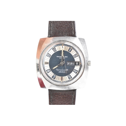 3 - A Favre-Leuba Harpoon 99 36000, automatic, gents, stainless steel wristwatch, the blue dial having a... 