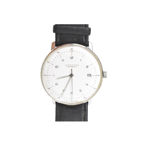 4 - A Junghans, automatic, gents, stainless steel wristwatch, the dial having Arabic numerals, centre se... 