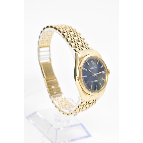 50 - A Rolex Oyster Perpetual Chronometer, automatic, gents, 14ct gold wristwatch, circa 1969, the blue d... 