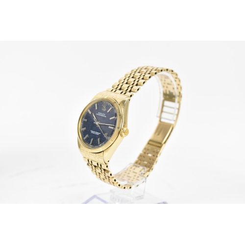 50 - A Rolex Oyster Perpetual Chronometer, automatic, gents, 14ct gold wristwatch, circa 1969, the blue d... 