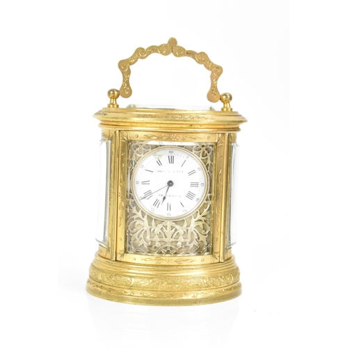 53 - A late 19th century French Henry Capt miniature gilt metal carriage clock, the white enamel dial sig... 