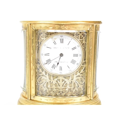 53 - A late 19th century French Henry Capt miniature gilt metal carriage clock, the white enamel dial sig... 