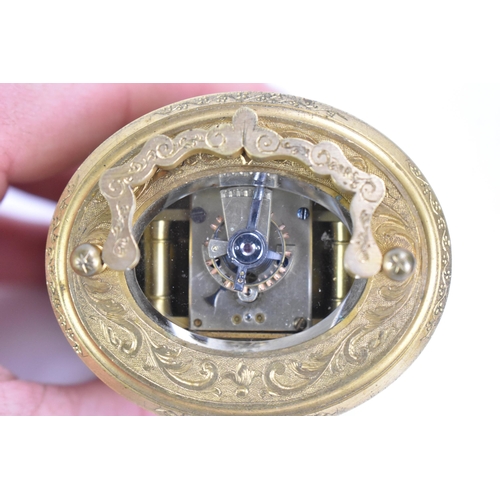 53 - A late 19th century French Henry Capt miniature gilt metal carriage clock, the white enamel dial sig... 