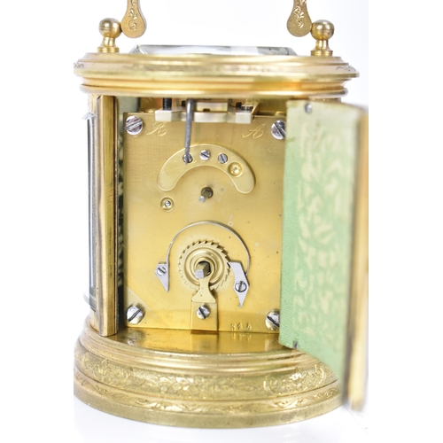 53 - A late 19th century French Henry Capt miniature gilt metal carriage clock, the white enamel dial sig... 