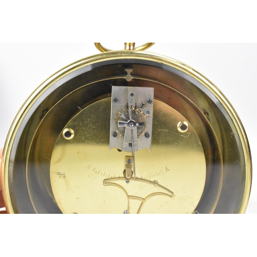 55 - A rare 1860s Bourdon and Richard’s Patent ships-style combined clock/metallic barometer, in a brass ... 