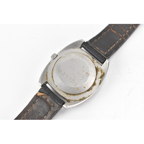 74 - A Hamilton, military issue, manual wind, gents, stainless steel wristwatch, circa 1975, the black di... 