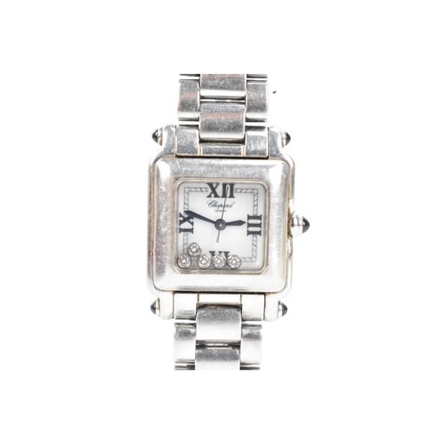 8 - A Chapard Happy Sport, quartz, ladies, stainless steel wristwatch, the square dial having centre sec... 