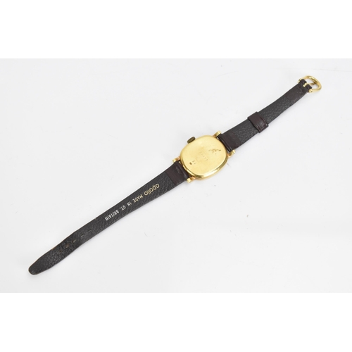 9 - A Favre-Leuba, manual wind, ladies, 18ct yellow gold wristwatch, the gilt dial having baton markers,... 